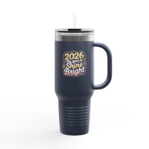 40oz Insulated Travel Mug – "2026 Shine Bright" Floral Graduation Tumbler