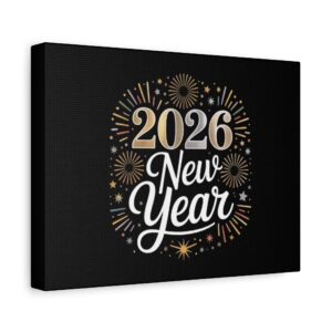 2026 New Year Wall Canvas — Festive Fireworks Matte Stretched Print