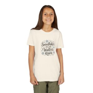 Youth Tee — “Snowflakes Are Just Winter’s Kisses” Holiday Snowflake Shirt